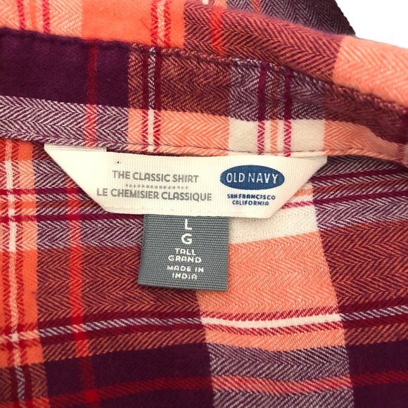 Old Navy Women's Flannel Shirt Size L Plaid 100% Cotton Long Sleeve Classic - Picture 3 of 11